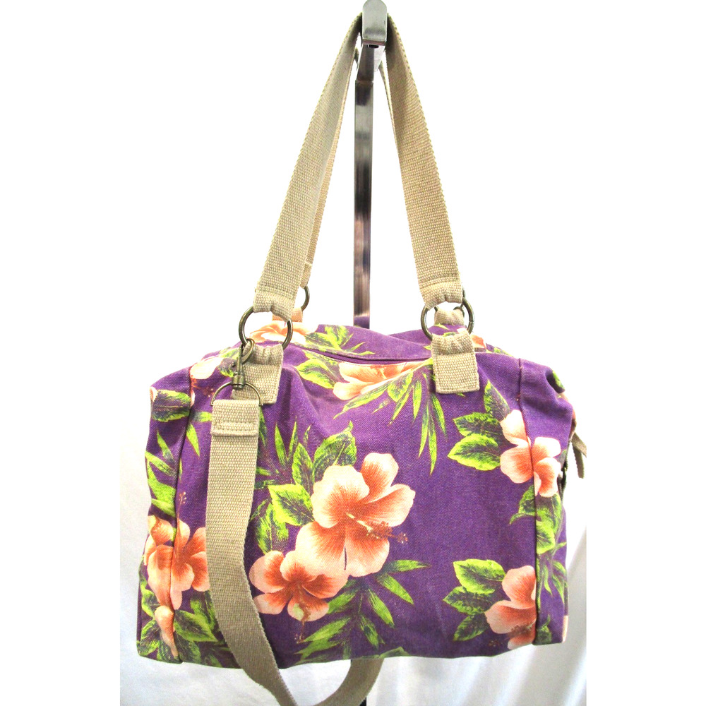 Mossimo Supply Co 20" Purple Floral Canvas Gym Travel Crossbody Duffel Bag